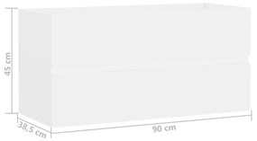 Ντουλάπι Νιπτήρα Λευκό 90 x 38,5 x 45 εκ. από Επεξ. Ξύλο - Λευκό