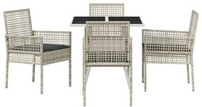 vidaXL Σέτ φαγητού για κήπο 5 pcs Ανοιχτό γκρι συνθετικό ρατάν