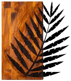 Διακοσμητικό Τοίχου Leaf 899SKL1239 50x58cm Walnut-Black Wallity Μέταλλο,Ξύλο