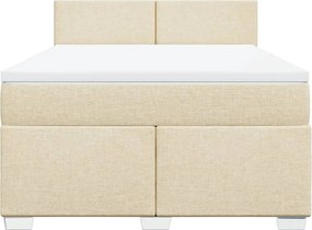 vidaXL Κρεβάτι Boxspring με Στρώμα Κρεμ 140x200 εκ. Υφασμάτινο