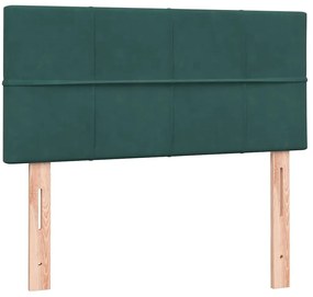 Κρεβάτι Boxspring με Στρώμα Σκούρο Πράσινο 100x210εκ. Βελούδινο - Πράσινο