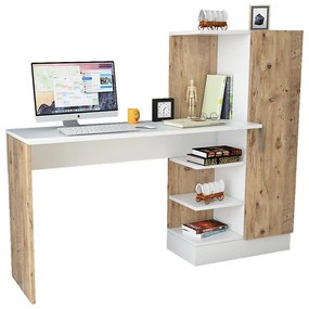Γραφείο-ραφιέρα Kary pakoworld λευκό-oak 152,5x40x120εκ - 176-000020