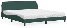 vidaXL Κρεβάτι με Στρώμα Σκούρο Πράσινο 180x200εκ. Βελούδινο
