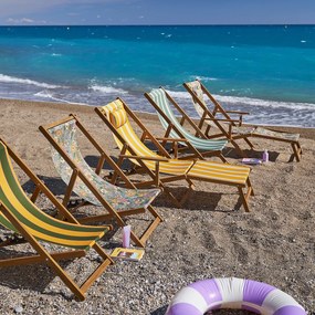 Ξαπλώστρα από μασίφ ακακία, ύφασμα με ριγέ σχέδιο, VALERIA