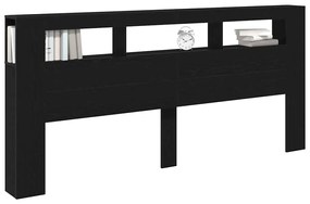 vidaXL LED κεφαλάρι με ράφι Μαύρη δρυς 220 x 18.5 x 103.5 εκ