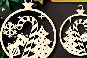 Σετ των 3 Intra απο ξύλο plywood 3mm-4mm πάχος - Στολίδια χριστουγεννιάτικων δέντρων με λέιζερ Δίασταση 6x6 cm INTRAFABR-104934642