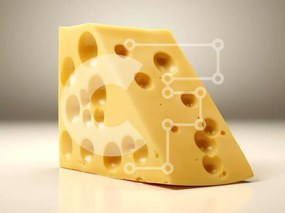 Σετ των 2 Intra Συλλεκτικό Ξύλινο Παζλ Plywood  4mm - Κομμάτι τυρί σε λευκό φόντο Σε Ξύλινο Κουτί - Διαστάσεις: 10x10 cm – 25 κομμάτια