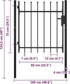 vidaXL Πόρτα-Φράχτης BOXTEL με Κορυφή Λόγχης 100x75 εκ.