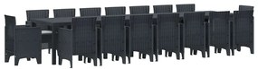 vidaXL Σετ Τραπεζαρίας Κήπου με Μαξιλάρια 17 pcs Ανθρακί PP