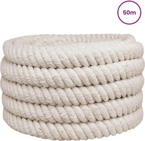 vidaXL Σχοινί Από Τζute 300 χιλ. 50 m Λευκό 100% Τζούτα Tossa