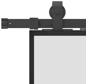 vidaXL Συρόμενη πόρτα με σετ υλικού Μαύρο 76x205 cm γυαλί μετριασμένο