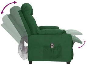vidaXL Πολυθρόνα Ανακλινόμενη Ηλεκτρική Πράσινο Υφασμάτινη