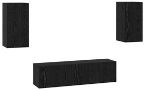 vidaXL Σετ επίπλου τηλεόρασης Επιτοίχιο 4 pcs Μαύρη δρυς