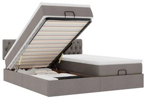 vidaXL Οθωμανικό κρεβάτι με στρώματα Taupe 160x200cm ύφασμα