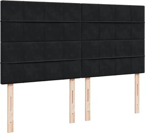 vidaXL Κρεβάτι Boxspring με Στρώμα Μαύρο 200x200 εκ. Βελούδινο