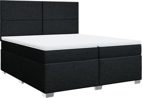 vidaXL Κρεβάτι Boxspring με Στρώμα Μαύρο 200x200 εκ. Υφασμάτινο
