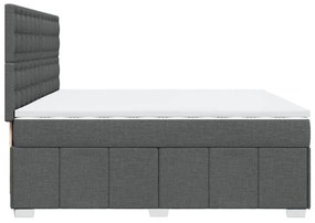 Κρεβάτι Boxspring με Στρώμα Σκούρο Γκρι 200x200 εκ. Υφασμάτινο - Γκρι