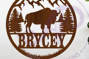 Σετ των 3 Intra απο ξύλο plywood 3mm-4mm πάχος Bison Name Wall Art Sign, Δίασταση 10x10 cm INTRAFABR-118575198