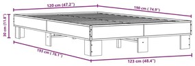 Πλαίσιο Κρεβατιού Μαύρο 120x190 εκ. Επεξ. Ξύλο &amp; Μέταλλο - Μαύρο