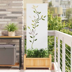 vidaXL Οθόνη Ιδιωτικότητας Κήπου Floral Λευκό 50 x 140 εκ
