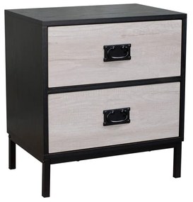 Κομοδίνο 09-1211 Factory Με 2 Συρτάρια 50x35xH55cm Black Oak - Sonoma Decape Melamine, Metal