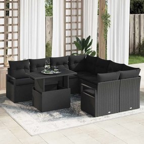 vidaXL Σετ Καναπέ Κήπου με μαξιλάρι 9 pcs Μαύρο 100 x 55 x 73 εκ