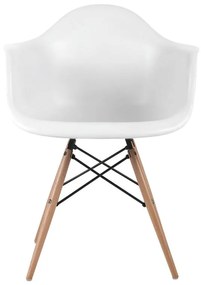 WOODWELL ΕΜ129,1ALEA Wood Πολυθρόνα Τραπεζαρίας Ξύλο, PP Άσπρο 63x62x79cm ΕΜ129,1