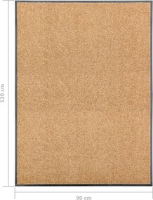 vidaXL Πατάκι Εισόδου Πλενόμενο Κρεμ 90 x 120 εκ.
