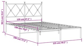 ΠΛΑΙΣΙΟ ΚΡΕΒΑΤΙΟΥ ΜΕ ΚΕΦΑΛΑΡΙ ΜΑΥΡΟ 120 X 190 ΕΚ. ΜΕΤΑΛΛΙΚΟ 376499