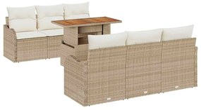 vidaXL Σετ Καναπέ Κήπου 7 pcs Μπεζ και Κρέμα συνθετικό ρατάν