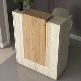 Τραπέζι Υποδοχής Τραβερτίνη / Καρυδί FRABEFA 90x40x110