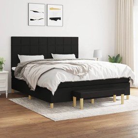 Κρεβάτι Boxspring με Στρώμα Μαύρο 180x200 εκ. Υφασμάτινο - Μαύρο