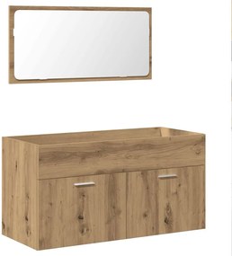 vidaXL Ντουλάπι μπάνιου με καθρέφτη Ξύλο Τεχνικής Δρυς