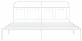 Πλαίσιο Κρεβατιού με Κεφαλάρι Λευκό 200 x 200 εκ. Μεταλλικό - Λευκό