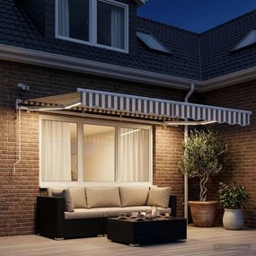 VidaXL Ηλεκτρική τέντα με LED και αισθητήρα 3,5 x 2,5 m