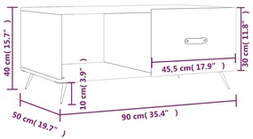 Τραπεζάκι Σαλονιού Sonoma Δρυς 90x50x40 εκ. Επεξεργασμένο Ξύλο - Καφέ