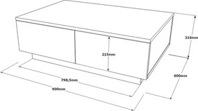 Τραπέζι σαλονιού Thunder pakoworld sonoma-λευκό 90x60x31.5εκ