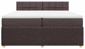 vidaXL Κρεβάτι Boxspring με Στρώμα Σκούρο Καφέ 200x200 εκ. Υφασμάτινο