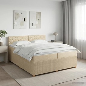 vidaXL Κρεβάτι box spring με στρώμα Κρεμ 200 x 200 cm Ύφασμα