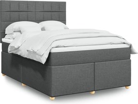 vidaXL Κρεβάτι Boxspring με Στρώμα Σκούρο Γκρι 140x200 εκ Υφασμάτινο