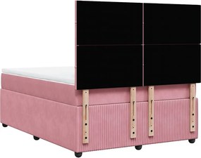 vidaXL Κρεβάτι Boxspring με Στρώμα Ροζ 140x200 εκ. Βελούδινο