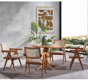 Τραπεζαρία Roma (Σετ 5Τμχ) 117FRF1511 100x100x75cm Natural Four Seater Mdf, Wood