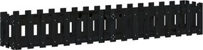 vidaXL Ζαρντινιέρα με Σχέδιο Φράχτη Μαύρη 200x30x30 εκ. Μασίφ Πεύκο