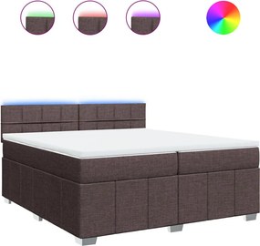 vidaXL Κρεβάτι Boxspring με Στρώμα Σκούρο Καφέ 200x200 εκ. Υφασμάτινο