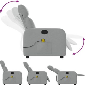 vidaXL Πολυθρόνα Μασάζ Ανακλινόμενη Ανοιχτό Γκρι Υφασμάτινη