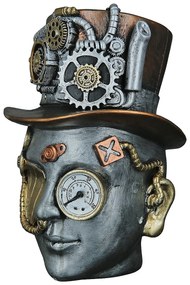 Διακοσμητικό ArteLibre Steampunk Γυναικείο Πρόσωπο Ασημί Polyresin 18x16x20cm-05160247