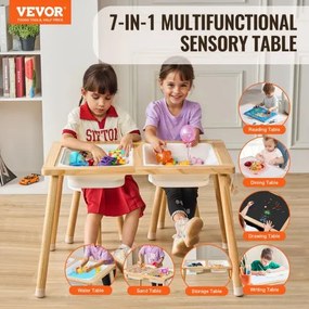 VEVOR Kids Sensory Table &amp; Chair Set Sand Water Play Table with 2 Storage Bins