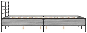 vidaXL Πλαίσιο Κρεβατιού Γκρι Sonoma 135x190 εκ. Επεξ. Ξύλο &amp; Μέταλλο
