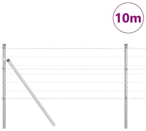vidaXL Φράχτης με Στήλες. Ασημί 0.8 x 10 m Ατσάλι