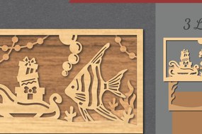 Σετ των 2 Intra απο ξύλο plywood 3mm-4mm πάχος – Υποβρύχια χριστουγεννιάτικη σκηνή κοπής με λέιζερ Δίασταση 20x20 cm INTRAFABR-112552158